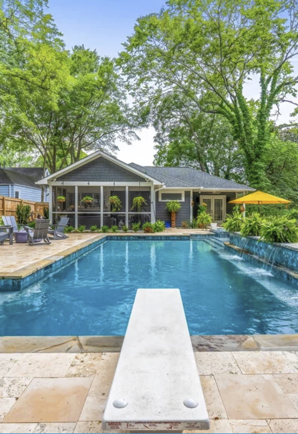 The pool with diving board
